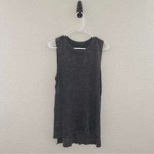 Natural Life Charcoal Gray Acid Wash Side Slit Sleeveless Tank Top Grunge Small